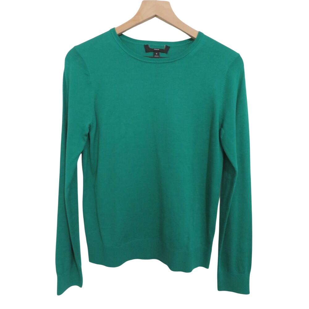 Banana Republic Women Sz S Green Forever Crewneck Sweater Long Sleeve Knit Top